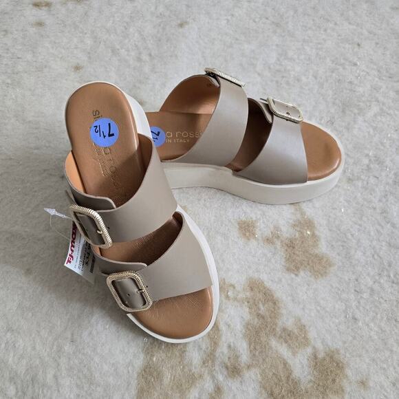 NWT Taupe Buckle Sandals Women's Sz 7.5 - Picture 2 of 6